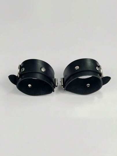 1/2件套真皮性感手铐和脚铐手镯，男女通用角色扮演道具，万圣节