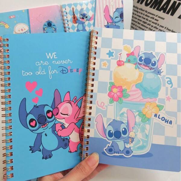 Disney 1pc Cartoon Stitch A5 Coil Notebook Interstellar Baby Stationery Prize Book Student Notes, Back To School Gift, Perfect Birthday Gift For Boys And Girls (Random Style)
