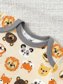 4件套婴儿男女宝宝0-12个月纯棉休闲短袖可爱卡通连体衣四季皆宜 - 彩色 - 查看 4