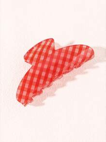 1 件儿童可爱简约格子按扣发夹，时尚发饰 - 彩色 - 查看 7