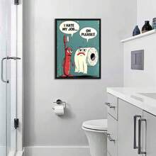 1pc, Vintage Funny Wall Art Canvas Painting, Unique And Humorous Canvas Print Of 'I Hate My Job' Toothbrush And Toilet Paper Modern Poster Print, Very Suitable Bedroom Living Room Kitchen Hallway Studio Home Decor, Frameless, 15.7*23.6 Inch Gifts Birthday Graduation