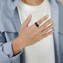 1pc Men's Fashionable Titanium Steel Ring, 8mm Black, Wear-Resistant And Scratch-Resistant Single Ring, Suitable For Friendship, Birthdays, Weddings, Graduation, Christmas - 黑色 - 查看 4