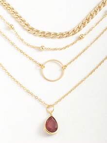 1pc European & American Retro Bohemian Style Simple Pendant Necklace With Metal Hoop & Water Drop Charm NightOut Unleash Your Style-Girls' Night Out, Bold And Dazzling SeasideVibes Get Into Beach Mode And Unwind