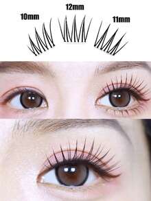 60 件自然 C 卷假睫毛 10-12 毫米，角色扮演睫毛适合女性眼睛、派对、俱乐部、化妆初学者、猫眼、扇形、超轻、万圣节睫毛化妆、圣诞节睫毛化妆睫毛簇、睫毛簇、单根睫毛、睫毛、假睫毛 - C - 查看 3