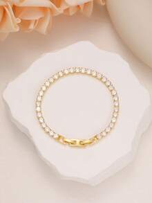 Glamour Luxury Fashion Four Leaf Clover Zirconia Stainless Steel Women Bracelet Set, Suitable For Daily Wear And Gift - Yellow Gold - View 16