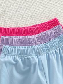 6件套少女休闲运动风纯色无袖背心和简约短裤套装，夏季 - 彩色 - 查看 3