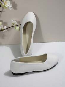 2025 Autumn Women's Ballet Flats Slip On Summer Shoes - White Round Toe Flat Casual Loafers For Women, Lightweight Breathable Comfortable Daily Wear