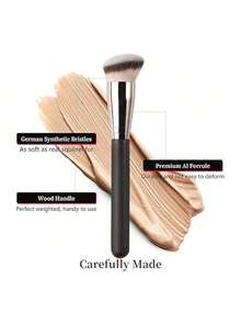 2支/套 时尚珠光手柄柔软密实刷毛遮瑕刷/粉底刷，用于遮瑕膏晕染、定妆和粉底液/膏状产品抛光，粉底刷、遮瑕刷、腮红刷、修容刷、古铜粉刷、散粉刷、粉底刷、腮红刷 - 黑色 - 查看 5