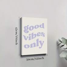 1Pc Framed Wall Art Good Vibes Only Retro Purple Canvas Poster Paintings Ideal Gift For Living Room Bedroom Corridor Wall Decor Room Decoration Ready To Hang - Multicolor - View 8