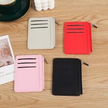 1pc Minimalist Zippered Bank Card Holder Credit Card Case With 8 Card Slots + 1 Coin Pocket Convenient ID/Card Wallet For Women Wallet Mini Wallet Purse Wallet