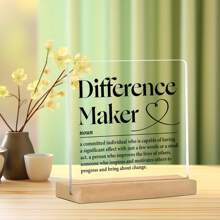 1pc Acrylic Desktop Decor Gift For Teachers, Bosses, Mentors, Coaches, Thanksgiving Gifts, Holiday Gifts, With Wooden Base