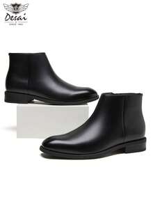 DESAI Dexai新款时尚英伦风男士皮靴商务休闲高帮皮鞋男士尖头短靴男靴