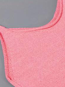 Solid Color Side Drawstring Ruched Knit Camisole Dress, Casual Summer - Pink - View 4