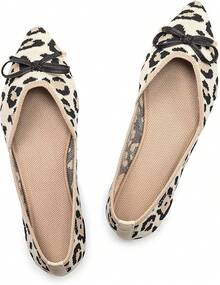 Womens Flat Shoes Classic Pointed Toe Flats Knitted Dress Shoes Soft Comfortable Dressy Flats Women - 豹紋和蝴蝶結 - 查看 5