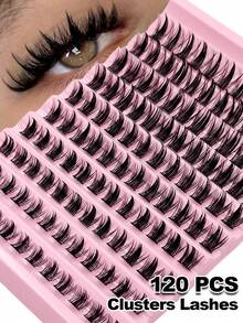 Rikuaild 120pcs D-Curl Fluffy Eyelash Clusters, Cartoon Style, DIY Lash Extension, Soft & Voluminous, Dense Individual Lashes, Natural & Realistic, False Eyelashes - D - View 2