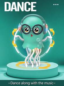 1 盒电动跳舞章鱼玩具 - 自动躲避水母机器人，配备 360° 轮子、LED 灯和动态音乐，是儿童缓解压力的互动宠物玩具，是送给男孩和女孩的最佳生日/圣诞节礼物