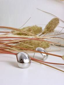 "Geometric Mirrored Silver Earrings – Modern Minimalism With A Futuristic Touch" - Bạc - Xem 8