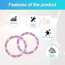 Car Bling Engine Start Ring Decals, 2 Pack Car Push Start Button Cover/Sticker, Ignition Knob Bling Ring, Sparkling Car Interior Accessories Women (Pink1)2025 - Màu tím - Xem 3