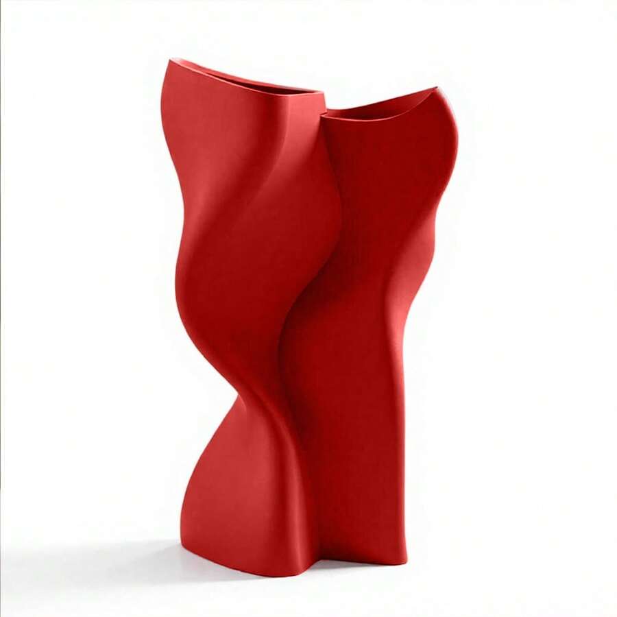 ORIZZONTE Modern Dual Wobble Sculptural Vase - Decorative Vase For Fresh Or Dried Flowers, Organic And Minimalist Design For Home, Office, Desk Or Shelf Decor, 14.9 * 12.1 * 24 Cm, 100% Made In Italy