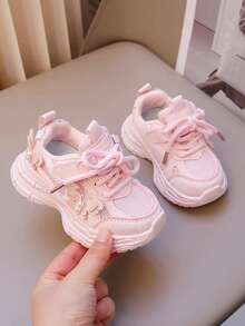A Pair Of Korean Version Of Baby Hook And Loop Sneakers Spring New Boys And Girls Casual Shoes - Pink - View 1