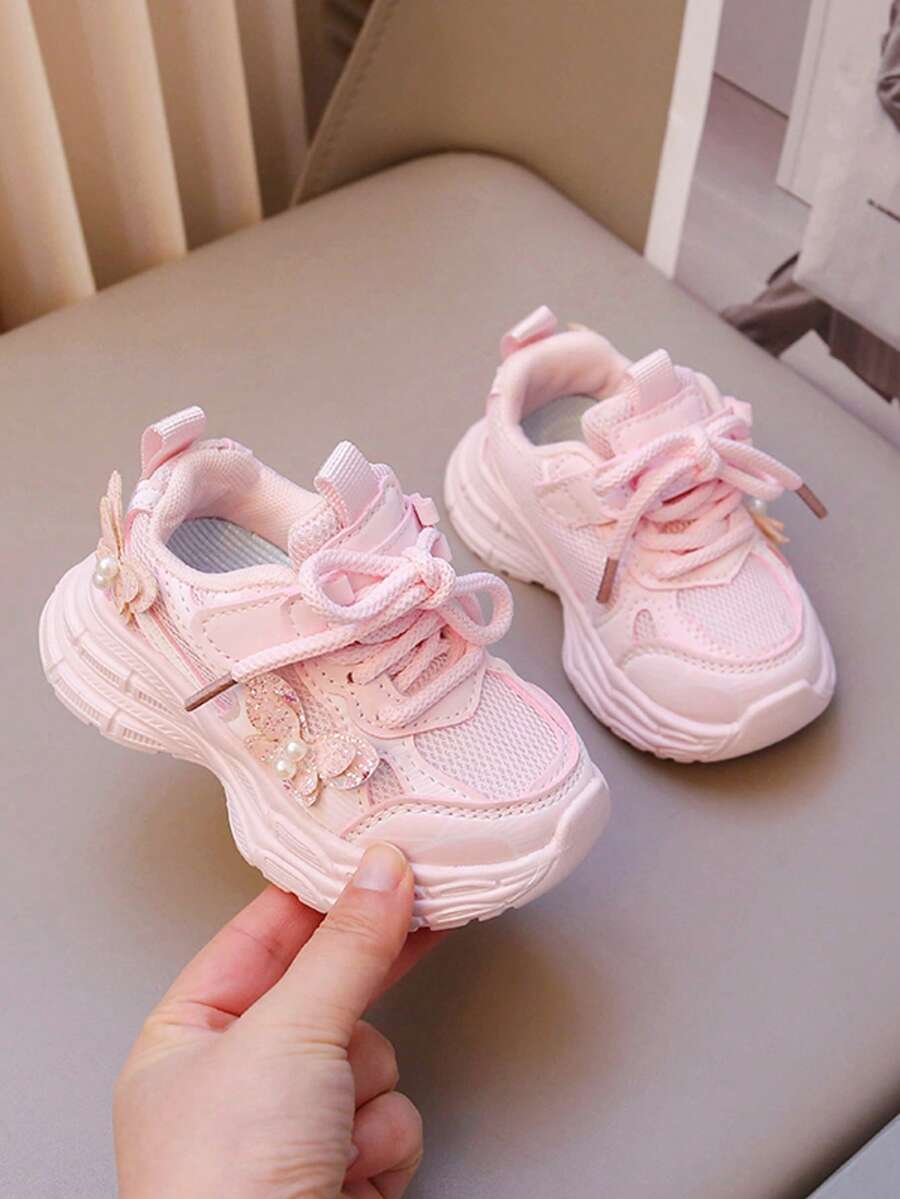 A Pair Of Korean Version Of Baby Hook And Loop Sneakers Spring New Boys And Girls Casual Shoes - Pink - View 1