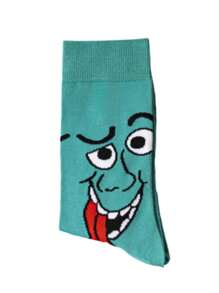 1 双男士卡通人物图案趣味袜子，适合日常休闲穿着，派对和社交活动的完美礼物，秋冬男女必备袜子 - 彩色 - 查看 3