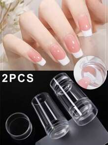 Transparente Silikon Nagel Stempel Form für französische Quadratnägel, Nail Art Stempeln, DIY transparenter Silikon Nagelschieber und Kratzer mit Gelatine Versiegelung, geeignet für schnelle Französische Spitzen Anwendung