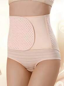 收腹塑形腰带，可调节腰围，带透气网眼衬垫 - 杏色 - 查看 6