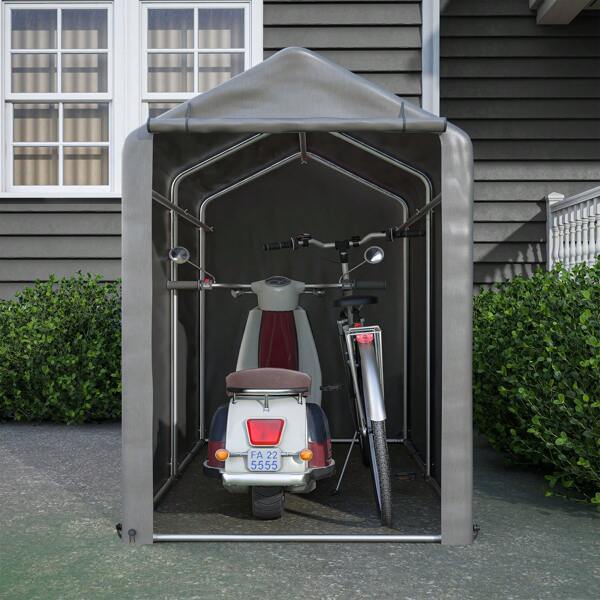 Jaxilyn Tente à vélo, garage à vélo, abri à outils 187x100x160 cm, abri de jardin, tente de garage, tente garage, tente de rangement, gris foncé