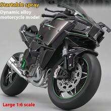modelgt 1 件 1:6 比例川崎 H2R 摩托车合金压铸模型，逼真的仿真自行车玩具，带可移动部件和喷雾功能，成人收藏品展示品，男孩礼物 - 彩色 - 查看 3