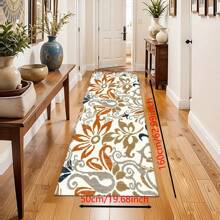 1 pieza, Decoración para el hogar, Alfombra, felpudo o tapete de cerámica de diatomita con patrón floral vintage impreso, antideslizante, rectangular con impresión 3D, apto para sala de estar, dormitorio, pasillo, baño, lavandería - Alfombras de poliéster, aptas para decoración de interiores y exteriores del hogar