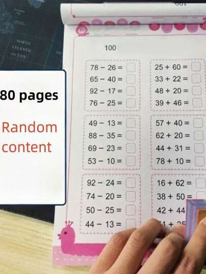 1 Pc 80-Page Children's Addition And Subtraction Math, Chinese Character Stroke Practice Workbook (Some Content Randomly Sent), Early Learning Book, Math Teacher, Counting Math