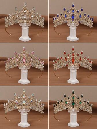 1pc Bridal Headdress European Luxury Crystal Tiara Crown For Women Party Wedding Princess Rhinestone Bridal Crown Hair Accessories