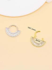 1pc Diamond Zirconia Septum Nose Ring, Cartilage Earring - Yellow Gold - View 10