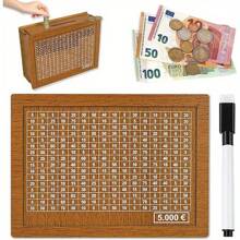 1 Cofrinho criativo faça você mesmo, pode ser montado por você mesmo, enfeite de decoração para casa, presente de quebra-cabeça infantil, plano digital reutilizável, cofrinho de madeira, enfeite de mesa, caixa de armazenamento de trocos, suprimentos para economias de fim de ano