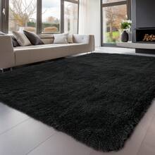 Sour Lemon Deep Pile Carpet Gray Carpet Living Room 120x160 Washable Anti-Slip Extra Large Carpets Bedroom Fluffy Modern Carpets Mat Carpets For Bedroom Room - 黑色 - 查看 1