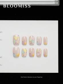 10 Pieces Of Handcrafted Press On Nails Short , Pink Nails , Summer Nails, Reusable Fake Nails Nail Supplies Nails