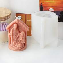Moldes de silicona para escena de Navidad - Sagrada Familia, Ángel, Formas de Castillo, Duraderos y de fácil desmoldeo, Multiusos para velas/yeso/resina/arcilla, Ideal para decoración navideña DIY y regalos hechos a mano - Blanco - Ver 9
