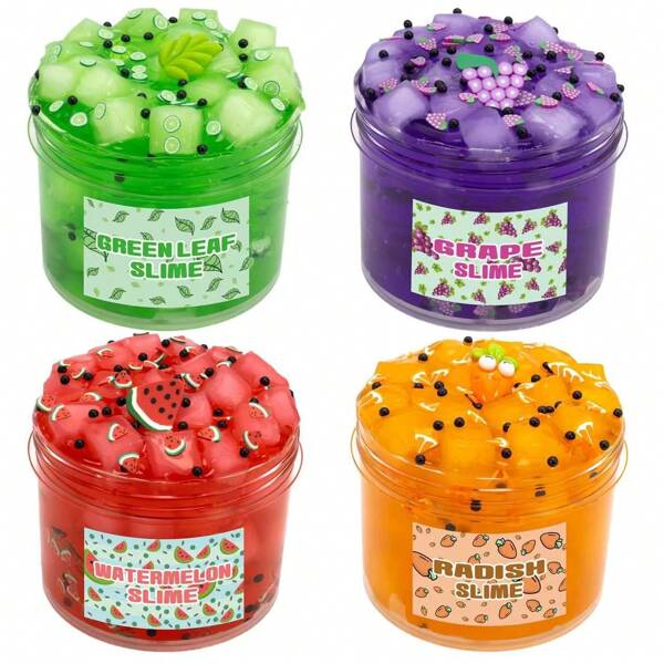 1pc 100ML Coconut Glue, DIY Accessories Fruit, Stress Relief Slime Crystal Mud Toy. Back To School Gift, Christmas And Halloween Gift Toy [Random Accessories And Packaging Patterns]