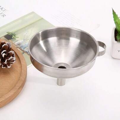 Funil Aço Inox Grande 16x14 Cm Alça Garrafas Óleo Multiuso