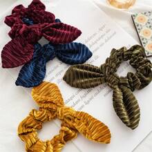 4 件圣诞秋冬毛绒兔耳结发带，女士跨境发带现货发饰，发圈，发球 - 彩色 - 查看 6