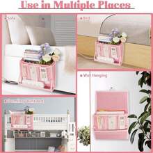 Retyion Bedside Caddy Bedside Storage Organizer Bedside Organizer With Power Strip Holder And 2 Adjustable Straps For Home Bunk Bed Dorm Sofa (Pink) - 粉色 - 查看 6