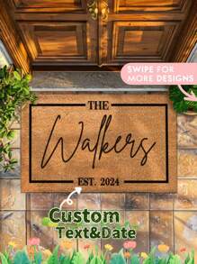 1pc Custom Text Doormat,New Home Gift,Personalized Custom Doormat,Imitation Cashmere Material,Personalized Gift,Welcome Door Mat,Established Date Custom Door Mat With Family Name,Gift For Couples,Wedding Gift