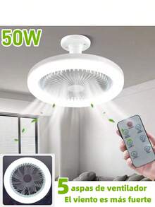 Ventilador de techo de anillo LED,Ventilador de Techo con Control Remoto de Luces,3 Velocidades,Con Función de Temporizador,para Cocina/Baño/Dormitorio - Blanco - Ver 2