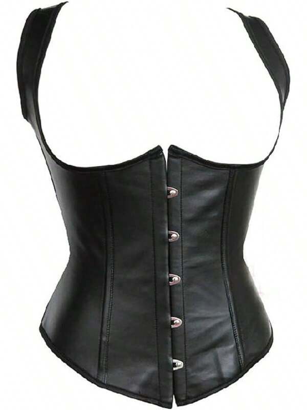 Corsé de piel sintética bajo el busto de acero deshuesado para mujer - Rosa - 11.5 pulgadas - Cosplay - Entrenamiento de cintura - Moda 2025