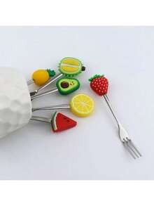 18/9/6/5/4/3/2/1件可爱卡通水果叉，水果、布丁、冰淇淋、甜点、面条、沙拉，不锈钢叉，多种颜色，非常适合甜点和蛋糕，厨房和餐具，返校、自助餐厅、水果、派对、野餐