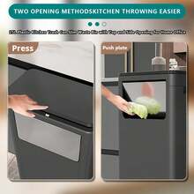 25L Plastic Kitchen Trash Can Slim Waste Bin With Top And Side Opening For Home Office