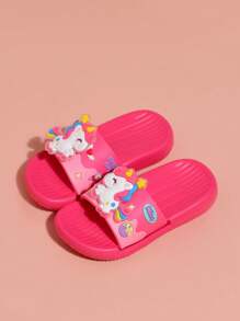 TEEOEC 2025 New Arrival Toddler/Little Girls' Comfortable Cartoon Rainbow Horse Slippers, Lightweight Breathable Indoor/Outdoor Girls Beach Sandals, Non-Slip Thick Sole, Fresh Style