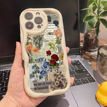 Funda para teléfono 1 funda para teléfono S X/ 11/ 12/ 13/ 14/ 15/ 16 Pro | Funda para teléfono Wave | Chicas y hombres lindos | Diseñado con un hermoso collage floral inspirador - Negro - Ver 2