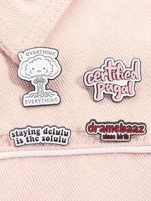 4 件创意西班牙语短语珐琅别针可爱卡通搞笑语录胸针背包衣服翻领徽章珠宝礼物送给朋友